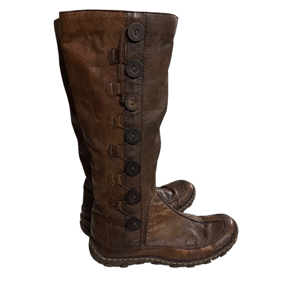 Born Brown Leather Tall Button Riding Boots Women's Size 7 - Picture 3 of 8
